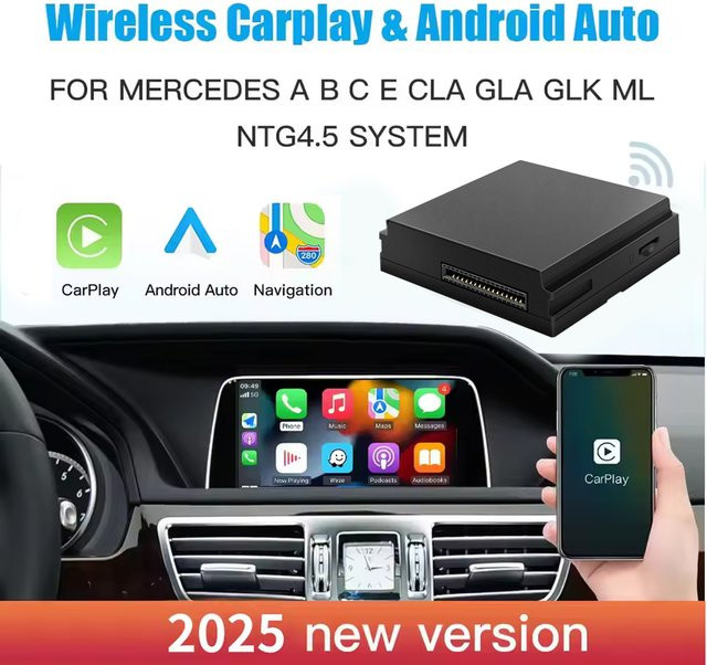 EzoneTronics Drahtloser CarPlay und Android Auto Decoder für Mercedes Benz NTG4.5 in Schwarz mit Wi-Fi - Bild 1