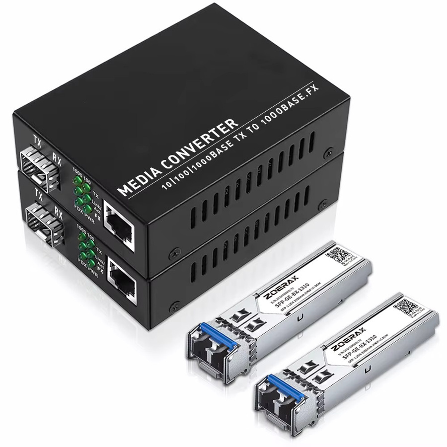 ZoeRax Gigabit SFP zu RJ45 Medienkonverter 1,25 Gbit/s LC Singlemode Glasfaser Ethernet Transceiver Modul in Schwarz - Bild 5