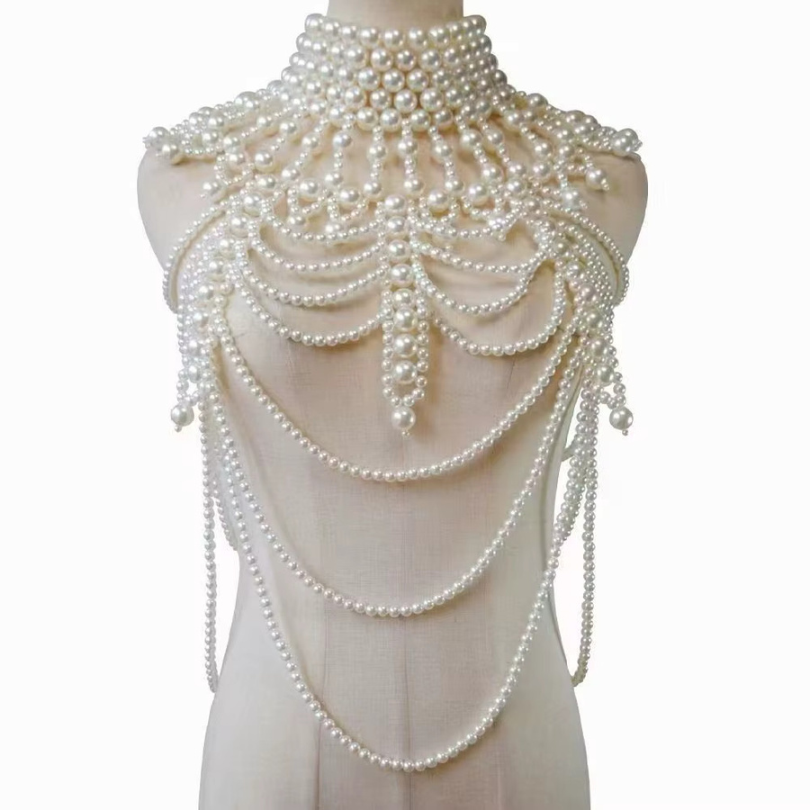 SITMCF Perlenkette, Weiß, Perle, Vintage, Unisex - Bild 3
