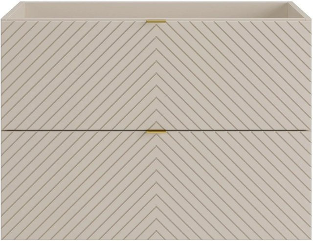 Waschbeckenunterschrank Dorioni in Beige mit Chevron-Muster, Breite: 80 cm, Höhe: 61,6 cm, Tiefe: 46 cm - Bild 1