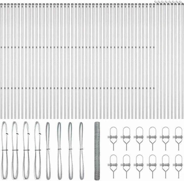 vidaXL Zaunpfosten aus Stahl in Silber, Höhe: 1,6 m, Breite: 3,2 cm - Bild 1