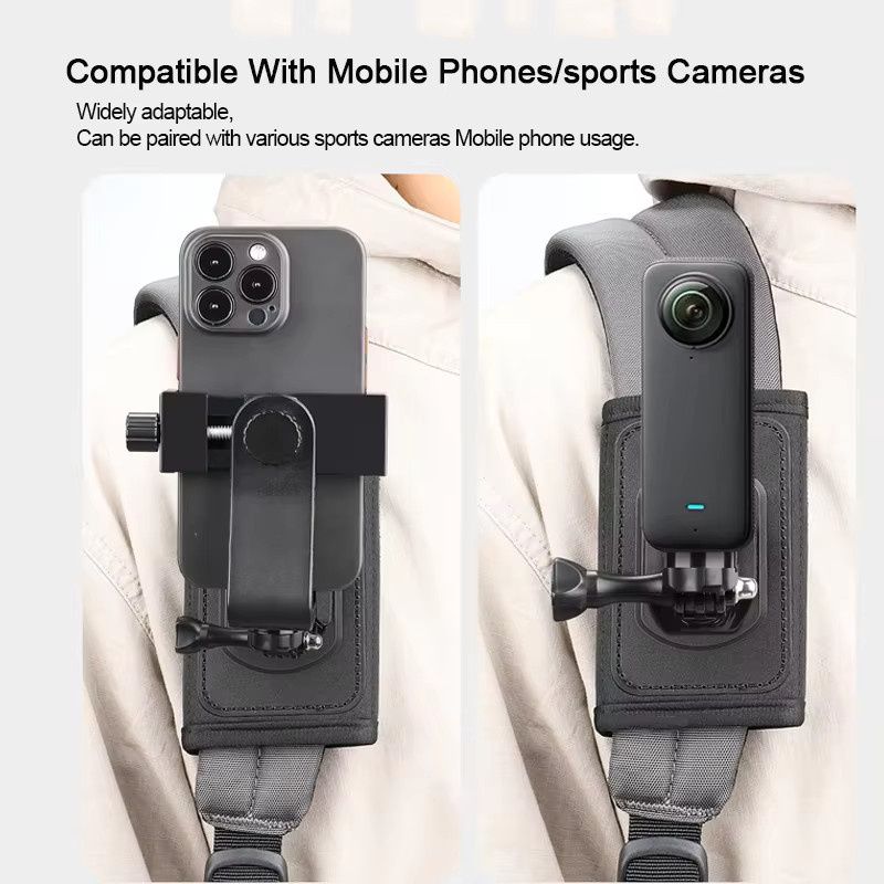 Universelle drehbare Gurtbefestigungshalterung in Schwarz, kompatibel mit DJI Osmo Serie, Insta360 X5, Insta360 X4 sowie GoPro 13 und GoPro 12 Action-Kameras - Bild 5