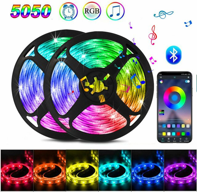 RGB-LED-Wandleiste mit SMD 5050 Dioden, Bluetooth und Musiksynchronisierung zur TV-Hintergrundbeleuchtung und Raumdekoration, App-Steuerung, Multicolour - Bild 1