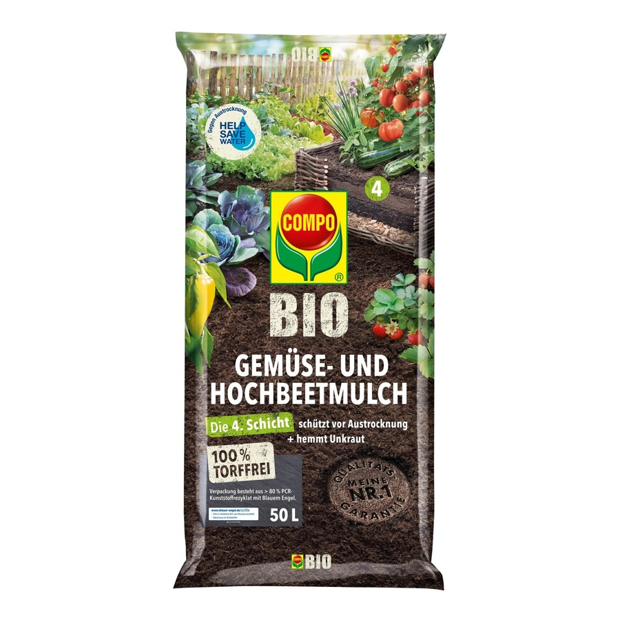 Compo Bio Gemüse- und Hochbeetmulch aus Kompost- und Holzfasern, torffrei, 50 kg - Bild 2