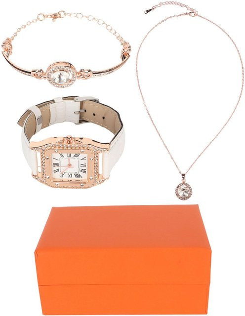 Neoglint Schmuck-Set, Armbanduhr, Halskette, Armband, Quarz, beige, Damen - Bild 1