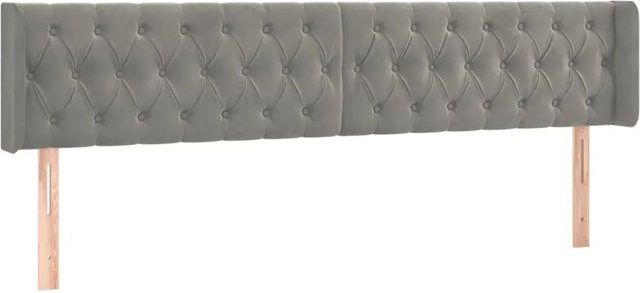 vidaXL LED Kopfteil aus Samt in Hellgrau mit USB-Ladeport und integrierter Beleuchtung, B: 203 cm, T: 16 cm, H: 78-88 cm - Bild 1