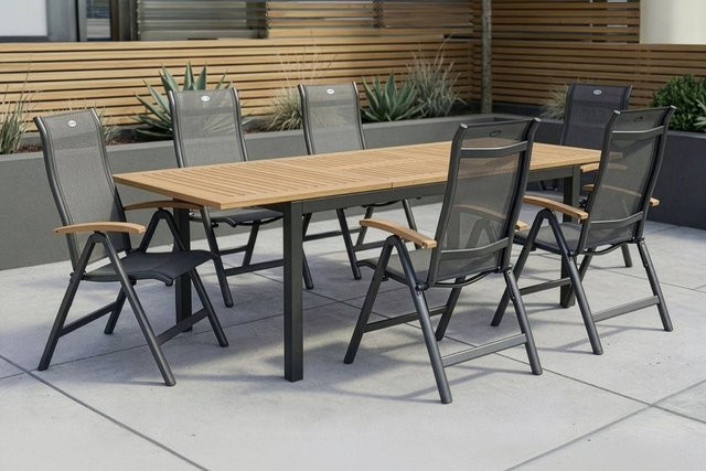 Hartman Alice Garten-Essgruppe für 6 Personen aus Aluminium und Teakholz in Anthrazit mit ausziehbarem Tisch - Bild 1
