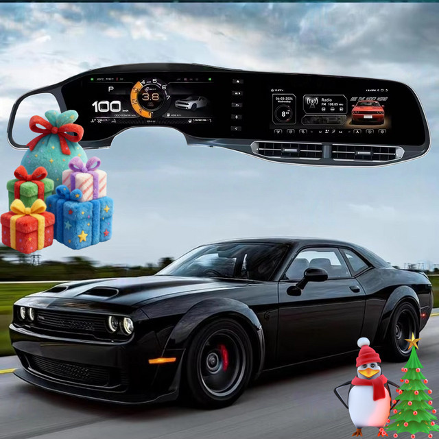 YANFU Android Auto Digital Cluster Tachometer mit GPS und Carplay für Dodge Challenger SRT Hellcat 2010-2023, Schwarz - Bild 1