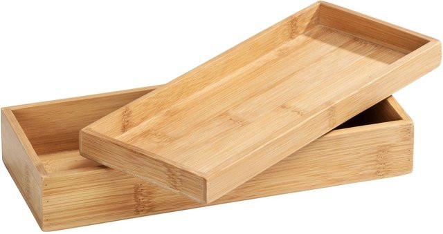 Wenko Bambus Box Terra mit Deckel, Braun, B: 24 cm, H: 10 cm, T: 6 cm - Bild 1
