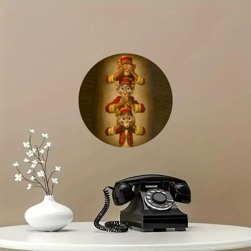 GUSTAFSON Wandkunst aus Aluminium mit japanischem Monkey-Trio im Vintage-Stil, B/H: 20 x 20 cm - Bild 4