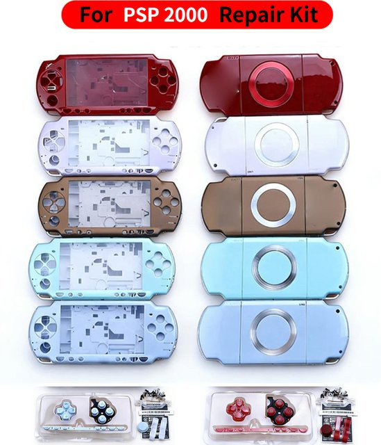 Sony Ersatz-Gehäuse-Set für PSP 2000 Konsole in Grün mit allen Knöpfen und Schrauben als DIY-Reparatur-Kit - Bild 1