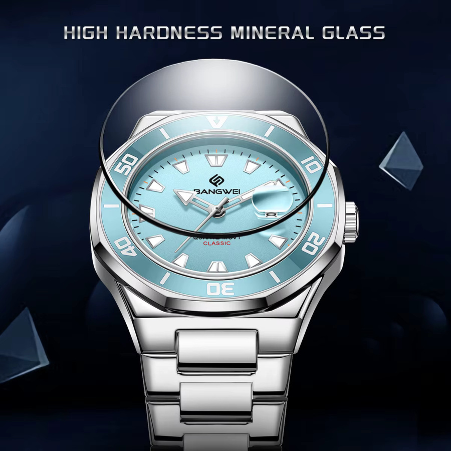 BANGWEI Armbanduhr, Quarz, Edelstahl, Blau, Herren - Bild 2