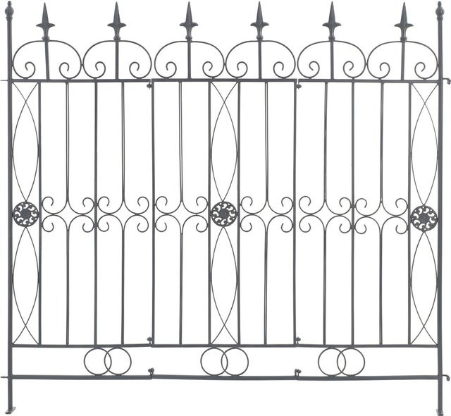 CLP Gartenzaun Mangold aus Eisen in Anthrazit, modularer Steckzaun im Landhausstil für Garten und Terrasse - Bild 1