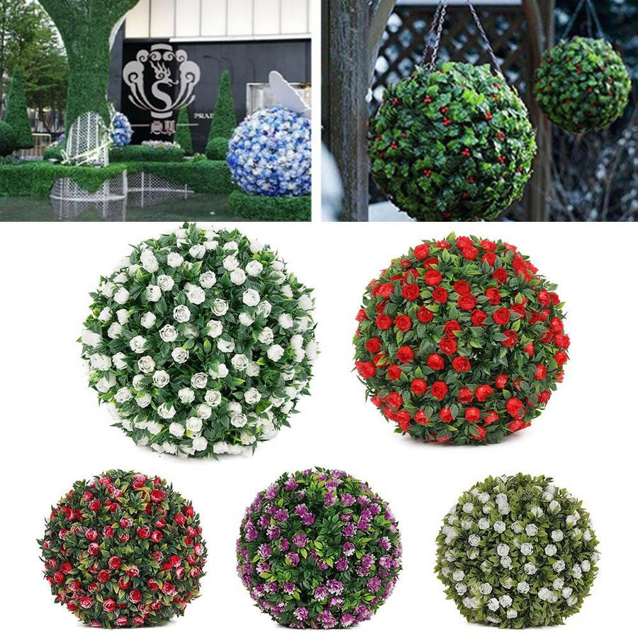 Star Garden Deko-Grasball in Kugelform mit Rosenblumen und Lavendel, Multicolor, Durchmesser: 25 cm - Bild 3