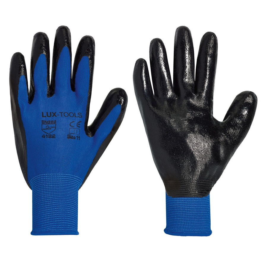LUX-TOOLS Tankhandschuhe aus Nitril in Blau, Größe XXL, nach EN 388 - Bild 2