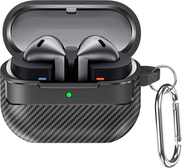Techsuit CarbonFiber Schutzhülle für Samsung Galaxy Buds3 FE, Buds3 Pro und Buds3 in Schwarz - Bild 1