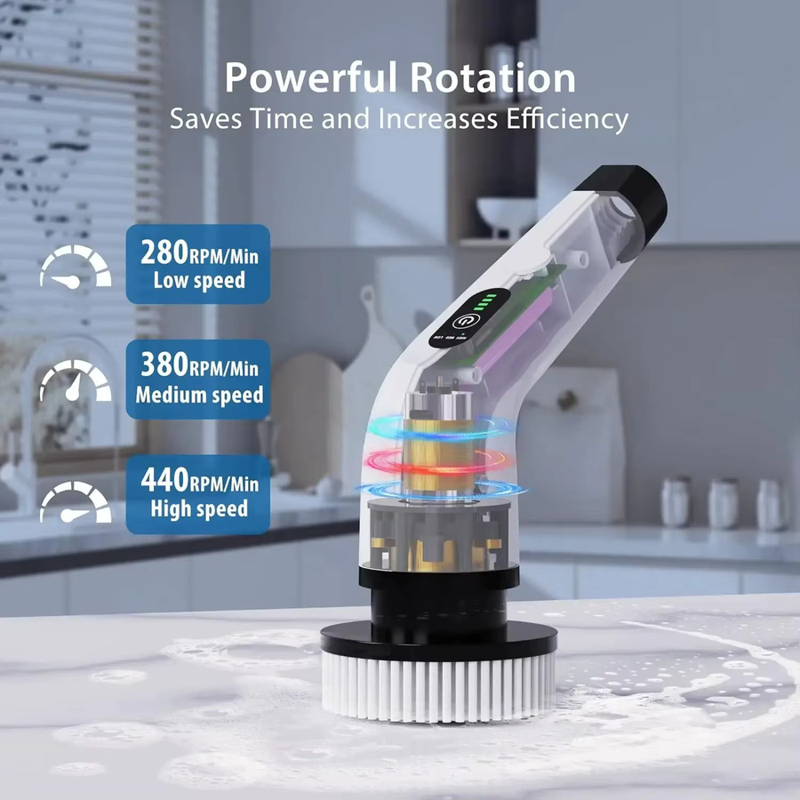 ANENG Elektrische Reinigungsbürste in Weiß, Kabelloser Schleuderschrubber und tragbares Reinigungswerkzeug für Küche und Badezimmer - Bild 3