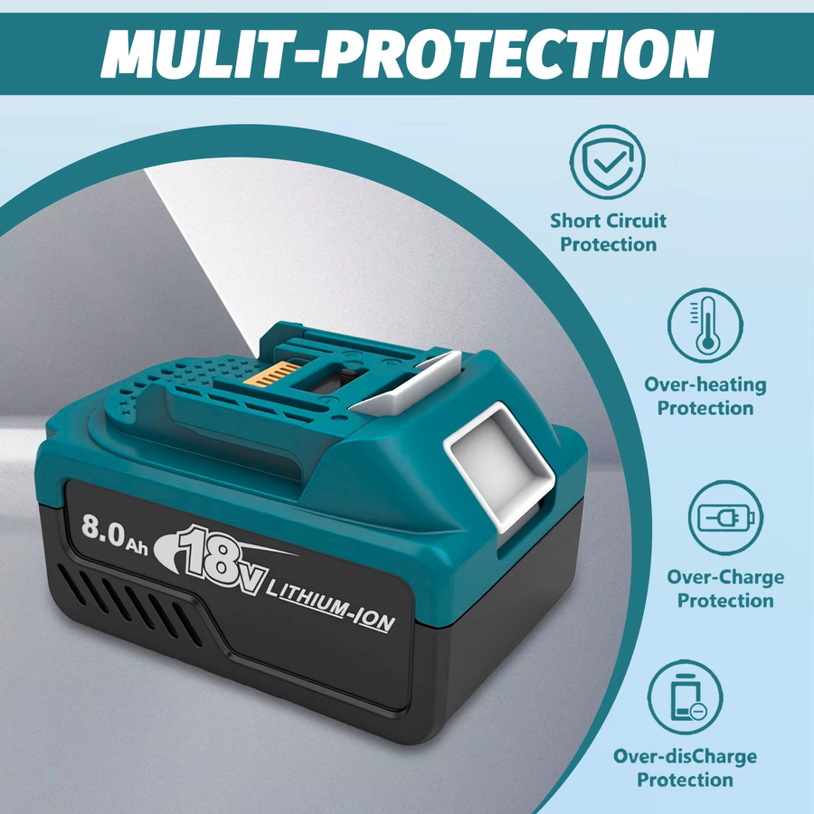 Makita Akku-Ladegerät-Set mit 2 Stück 18V 8.0Ah Lithium-Ionen-Akkus und DC18RC Schnellladegerät für die 18V BL Serie - Bild 4