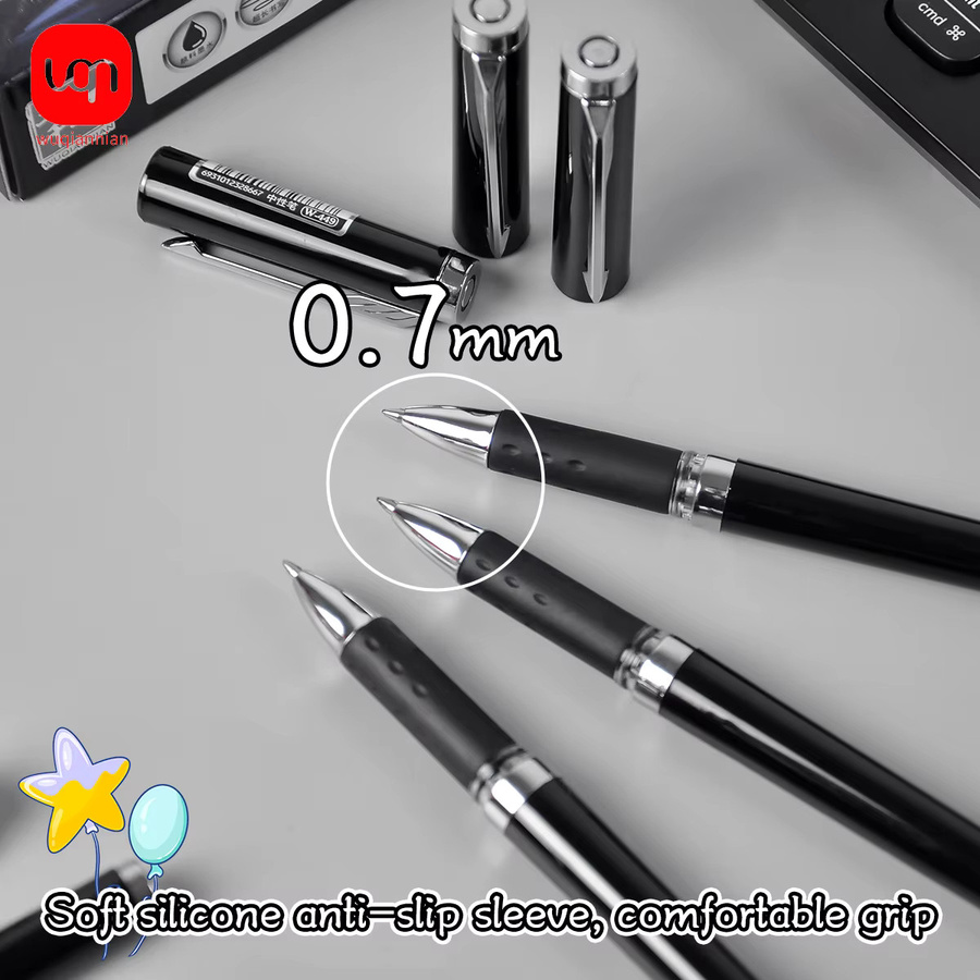 WQN Gelstift Schwarz 0,7 mm Spitze im 4er oder 8er Set für Schule und Büro - Bild 2