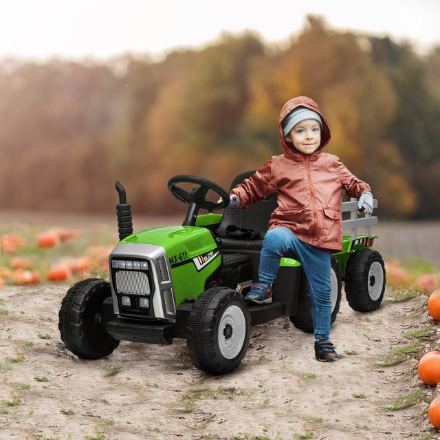 HOMCOM Elektrische Tractor mit Anhänger, Fahrzeuge, ab 3 Jahre - Bild 1