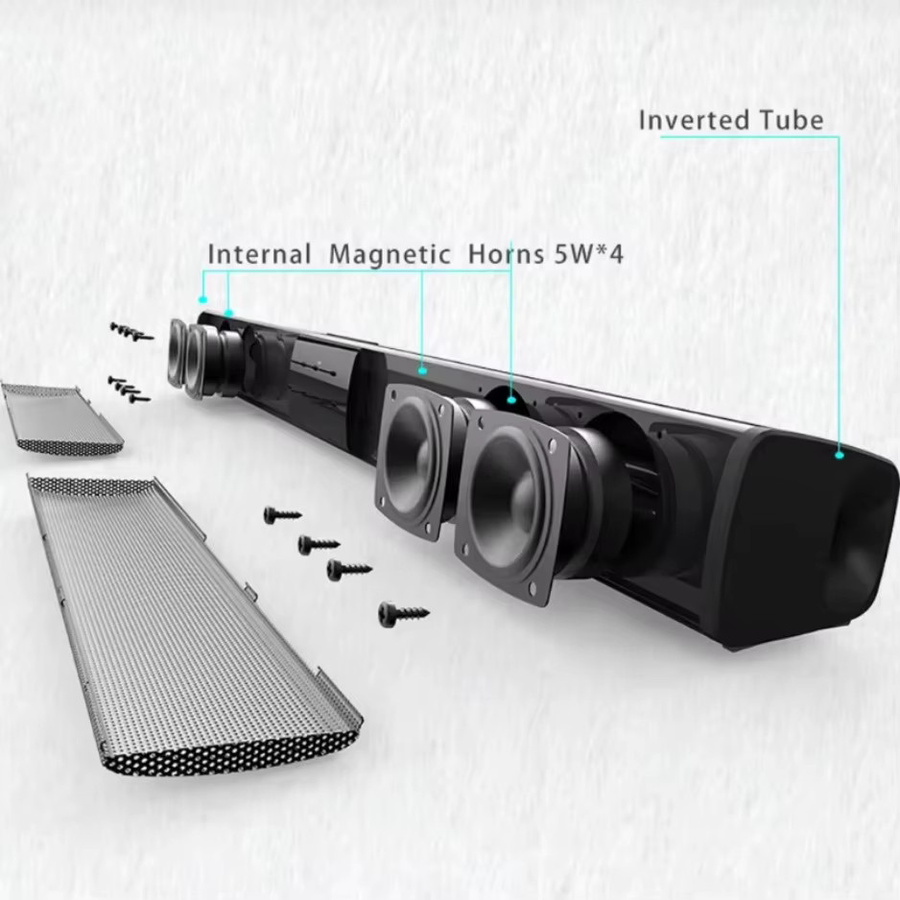 XIKCU Soundbar Bluetooth 5.3 Stereo-Lautsprecher mit Surround Sound für Heimkino, Schwarz - Bild 6