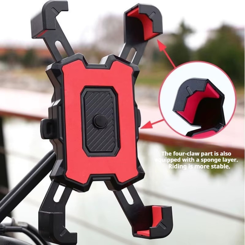 Stoßfeste Motorrad-Handyhalterung für Fahrrad und Elektroroller in Schwarz mit GPS-Navigationshalterung - Bild 2