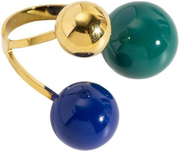 lucky life for me Offener Ring Edelstahl, vergoldet, Perle, Damen, blue - Bild 1