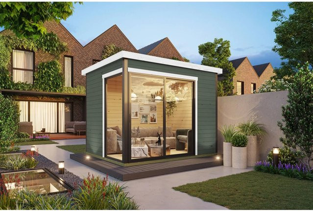 Lasita Gartenhaus Austin Flachdach in Grau-Grün lasiert B/H/T: 300 x 239,4 x 240 cm - Bild 1