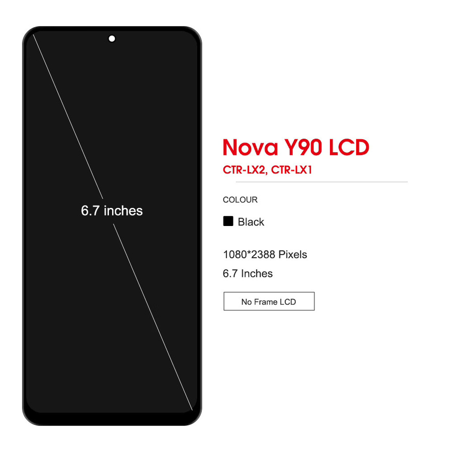 Huawei Nova Y90 LCD Display mit Touch Panel Digitizer und Rahmen in Schwarz für CTR-LX1 und CTR-LX2 - Bild 2