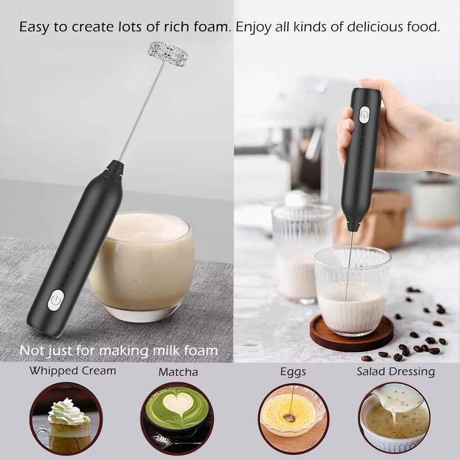XIADYINJIA Elektrischer Milchaufschäumer und Handmixer in Weiß mit 3-stufiger Einstellung für Sahne, Teig und Kaffeespezialitäten - Bild 2