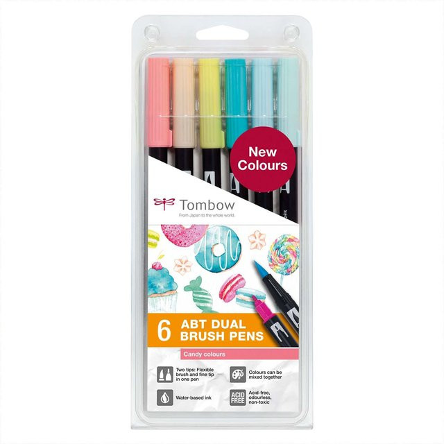 Tombow ABT Dual Brush Pen Set Candy Colours in Multicolour mit Brush-Spitze und Tinte - Bild 1