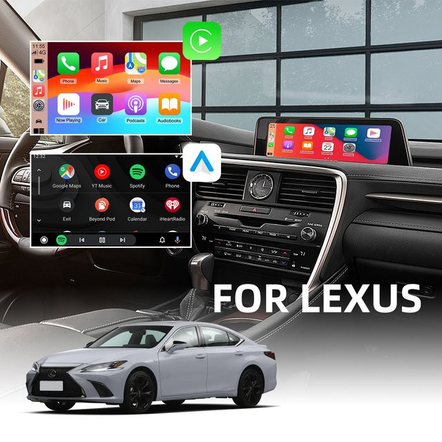 LEXXSON Drahtlose CarPlay und Android Auto Retrofit Kit Decoder Box für Lexus ES, UX, NX, IS, RX, GX, RC (Modelle 2018-2021), Farbe: Silber - Bild 1