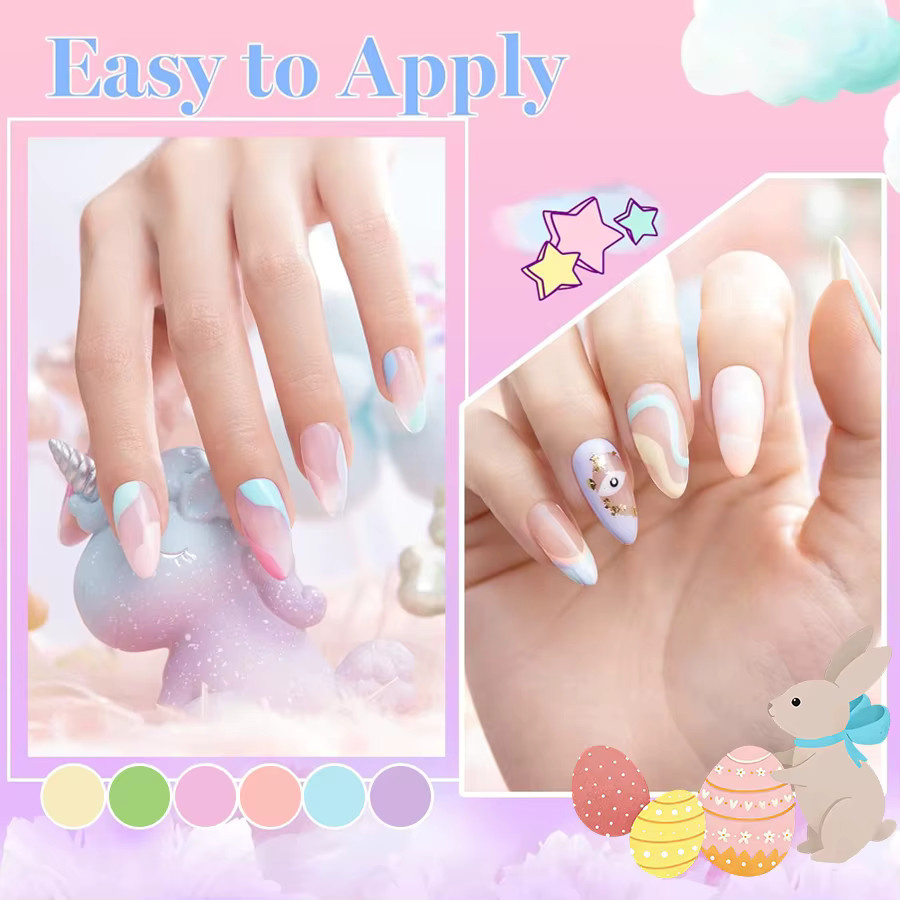 QAZIXU Colorful Party Gel-Nagellack Set, 6-teilig, glänzend, 10 ml - Bild 1
