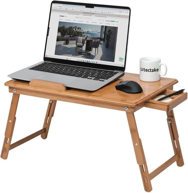 tectake Laptoptisch Kerstin aus Bambus, klappbar und höhenverstellbar, Braun, B/T/H: 55 x 35 x 26 cm - Bild 2