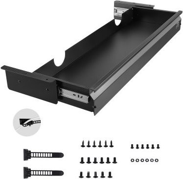 VEVOR Untertisch Schublade Schwarz aus Stahl und MDF, versteckter Schreibtisch-Organizer für Büro und Home Office, B/T/H: 84,0 x 24,0 x 10,7 cm - Bild 1