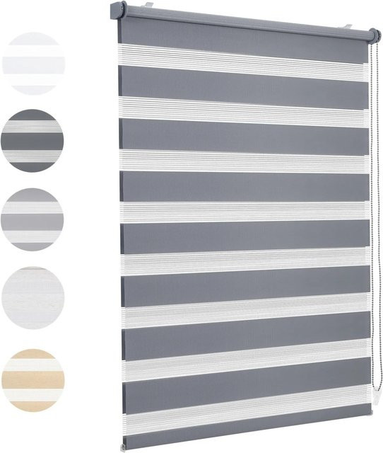 Sekey Doppelrollo Klemmfix Day & Night in Dunkelgrau, Blickdicht, B: 40 cm, H: 100 cm - Bild 1