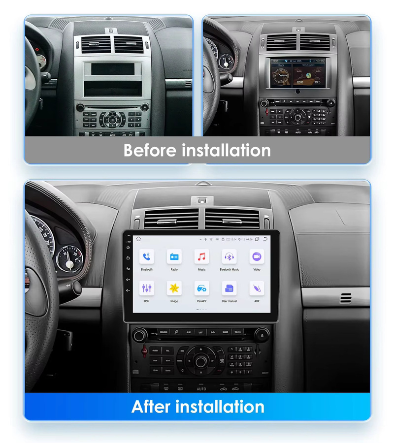 OSSURET Android Auto Stereo Multimedia Autoradio mit GPS Navigation und Carplay für Peugeot 2004 bis 2018, Schwarz, 128 GB, 8 GB RAM, 2 Din - Bild 2