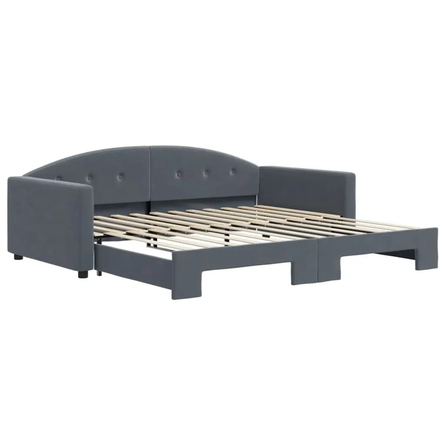 vidaXL Tagesbett aus Samt in Dunkelgrau mit Ausziehfunktion und Schublade, B/T/H: 100-120 x 200 x 75 cm - Bild 2