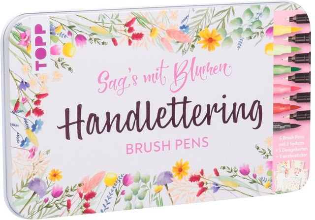 Topp Handlettering Designdose Sag's mit Blumen aus Metall in Multicolor - Bild 1