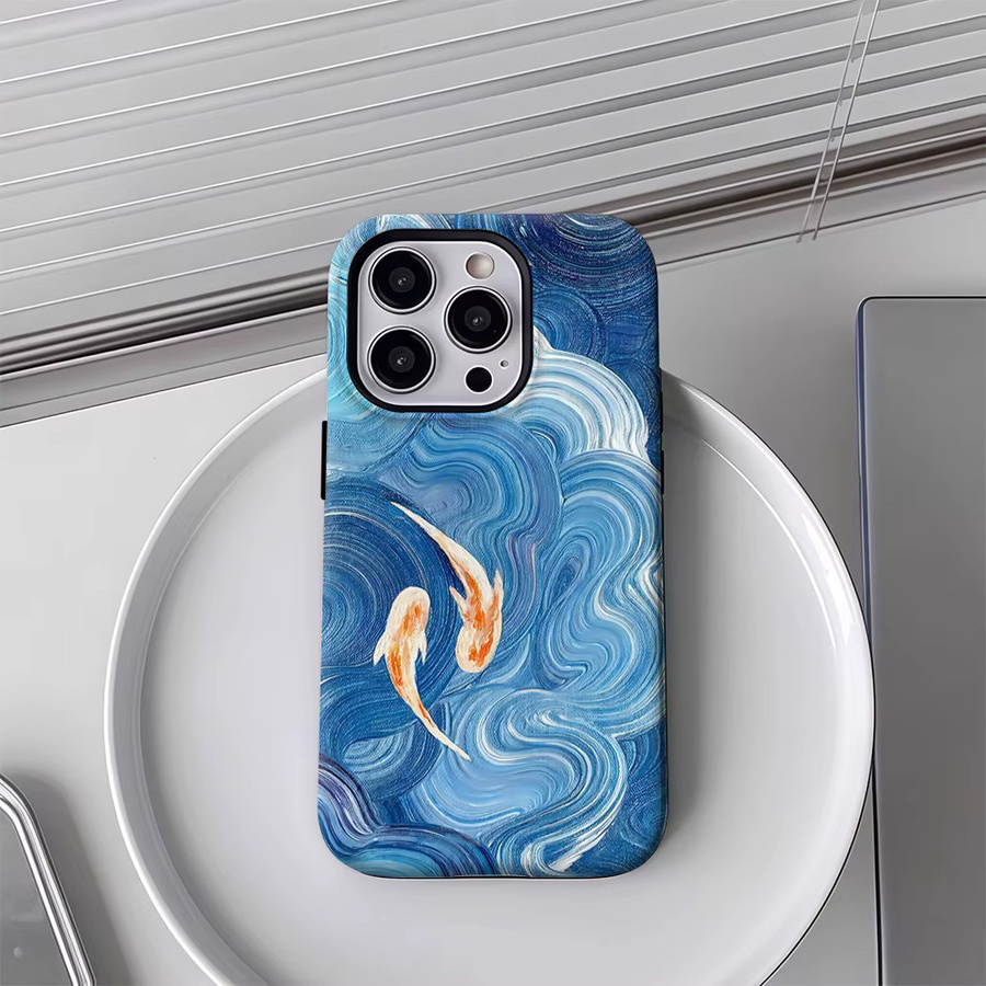 Potdemiel Handyhülle Koi in Wellen mit doppelschichtiger Rückabdeckung kompatibel mit iPhone 18 17 16 15 14 13 12 Pro Max Plus - Bild 4
