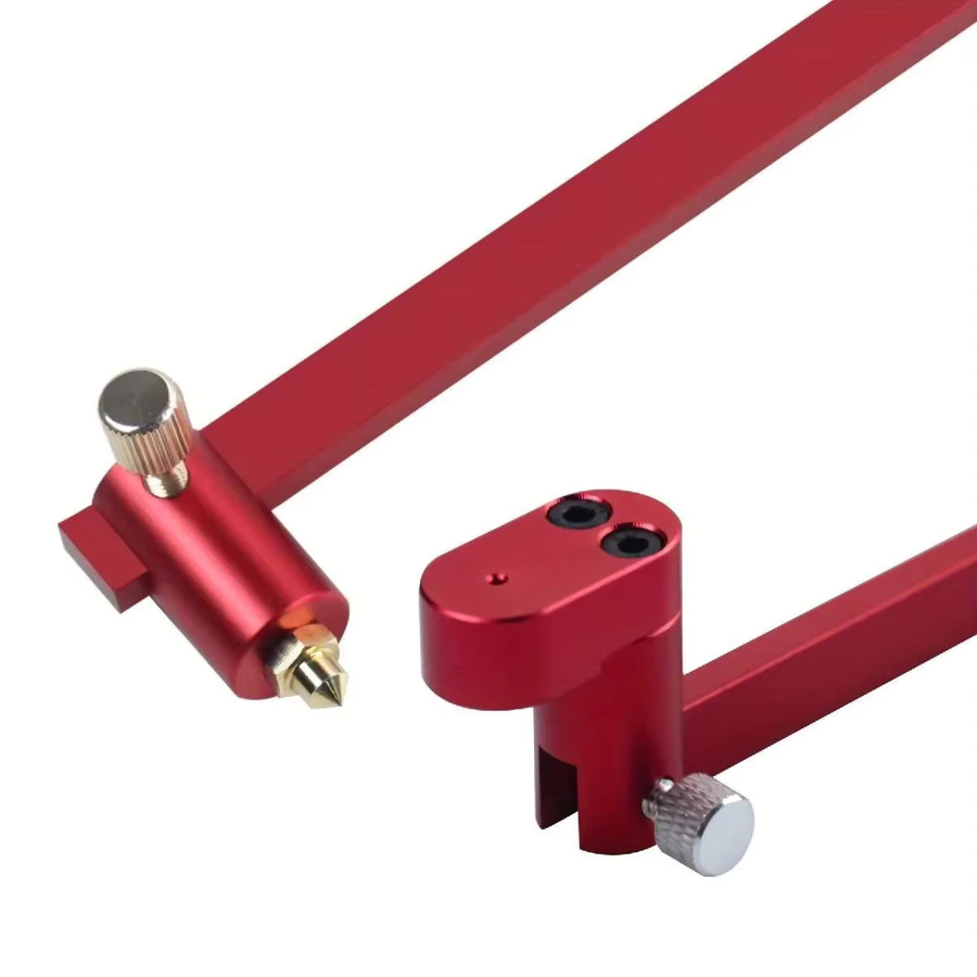 Wnew Verstellbares Zeichenkreislineal aus Aluminium in Rot, Kompass-Anreißer und Mittelsucher für die Zimmerei, B/H: 550 x 320 mm - Bild 2
