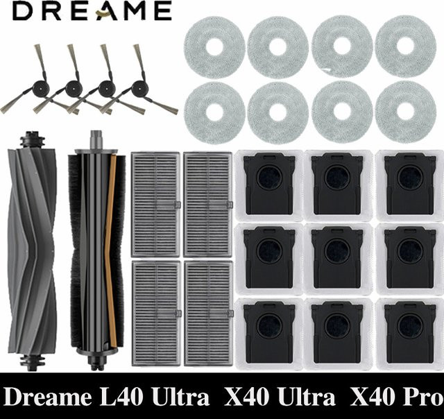 Dreame L40 Ultra und X40 Ultra Roboterstaubsauger Zubehör Set mit Staubbeuteln, Wischmopps, Haupt- und Seitenbürsten, Tüchern sowie HEPA-Filtern in Violett - Bild 1