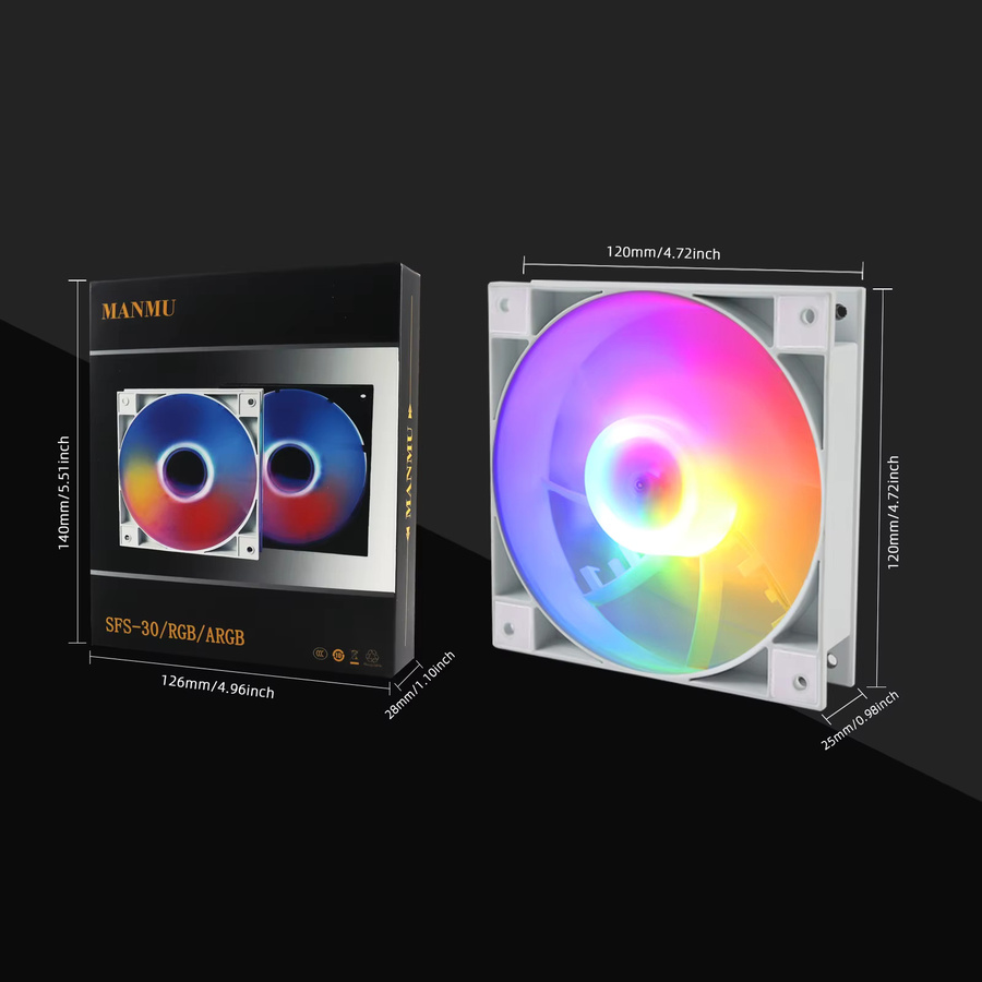 MANMU RGB Gaming Gehäuselüfter 120mm für PC und Radiator - Bild 3