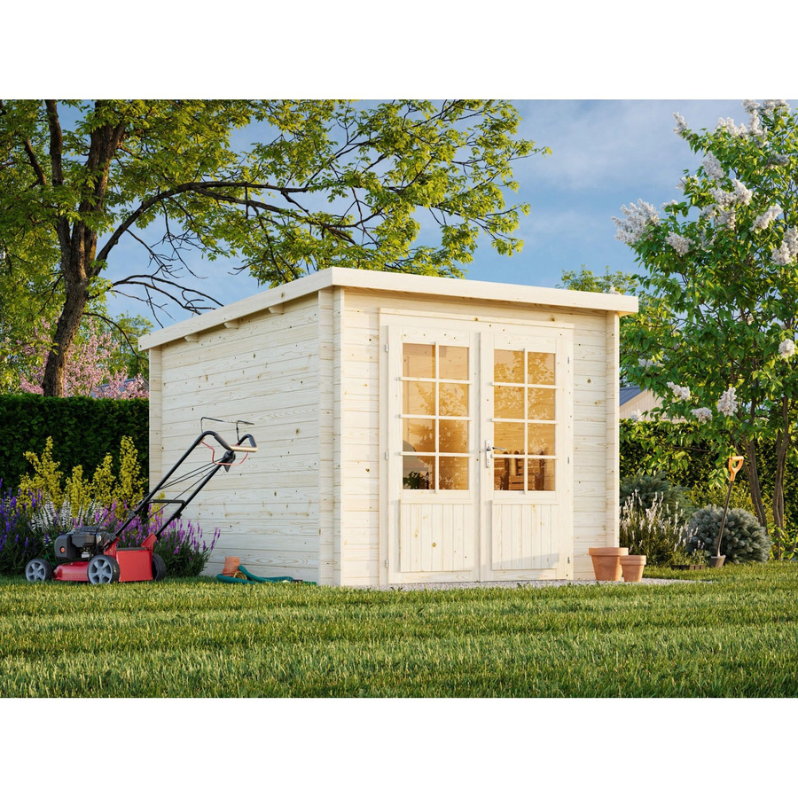 Palmako Gartenhaus Ella aus Holz, Lackiert, Hellgrau-Anthrazit, B: 300 cm, T: 240 cm - Bild 1