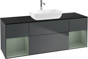 V&B Waschtischunterschrank Finion mit Wandbeleuchtung, Farbe Grau lackiert, Breite: 160 cm, Tiefe: 50,1 cm, Höhe: 50,1 cm - Bild 1