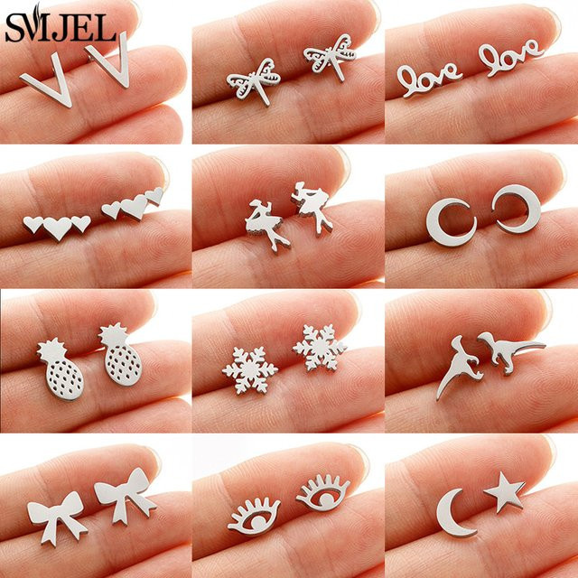 SMJEL Piercing-Ohrstecker Edelstahl, Silber, Damen - Bild 1