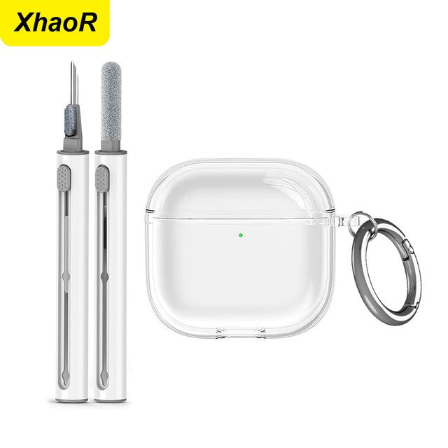 Transparente Schutzhülle für Apple AirPods 4. Generation und AirPods Pro 2 aus TPU mit Haken und Reinigungswerkzeug - Bild 1