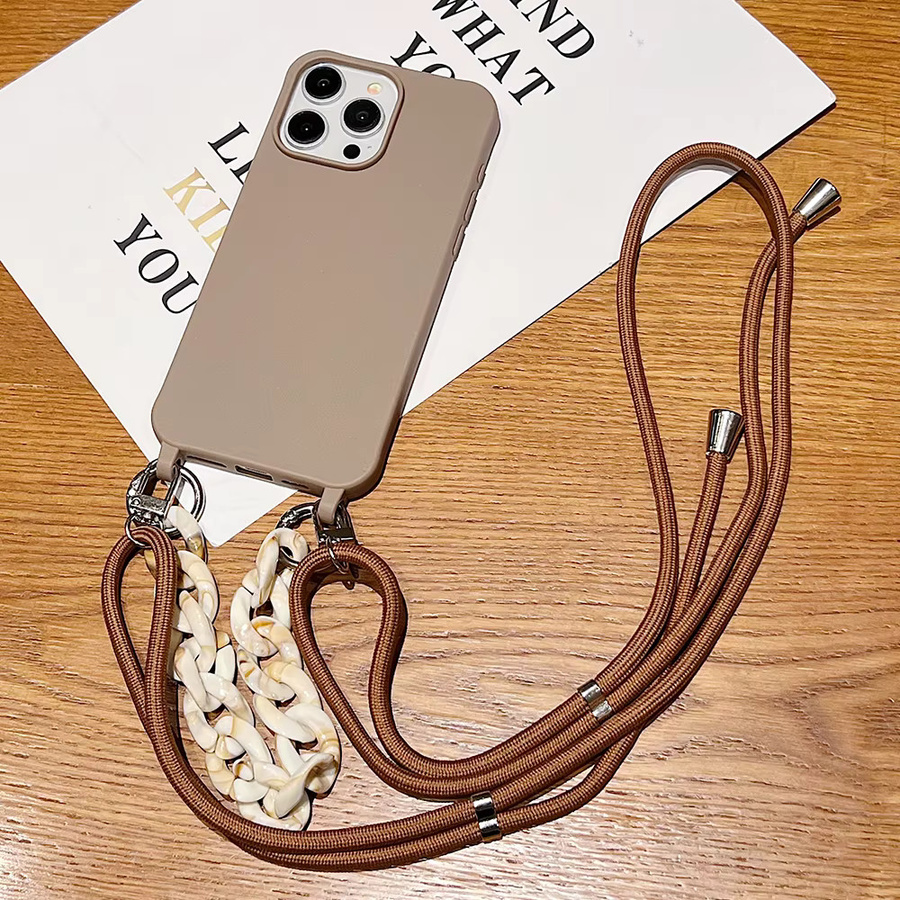Xeber Umhängetasche mit Lanyard-Kordel und weicher Acryl-Armbandhülle für iPhone 12 bis iPhone 17 Pro Max in Schwarz - Bild 2