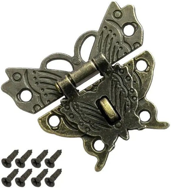 HMF 6495-VS2 Vintage Verschluss Schmetterling mit Schlossöse in Bronze, B/H: 50 x 45 mm - Bild 1