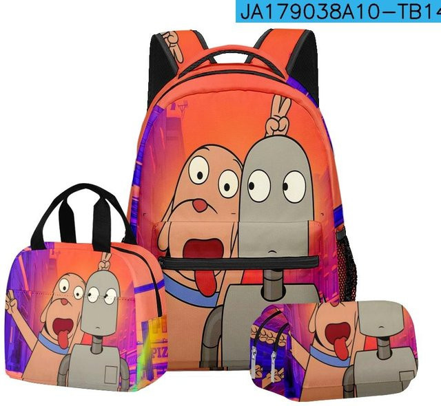 Fancy Style Studio 3er-Set Schultaschen mit 3D-Roboter-Print bestehend aus Rucksack, Lunchtasche und Federmäppchen in Multicolour - Bild 1